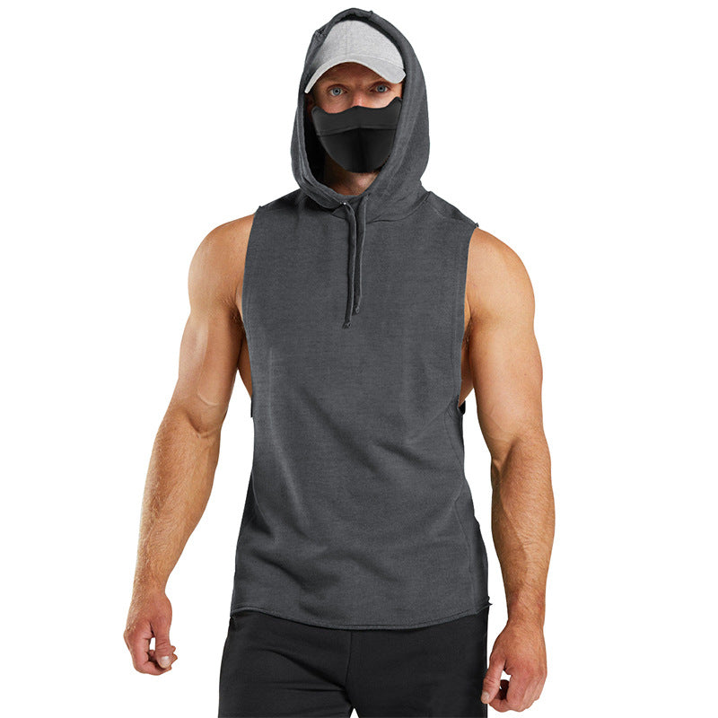 Herren ärmelloses Kapuzenshirt mit integrierter Maske und modischem Design Aliams