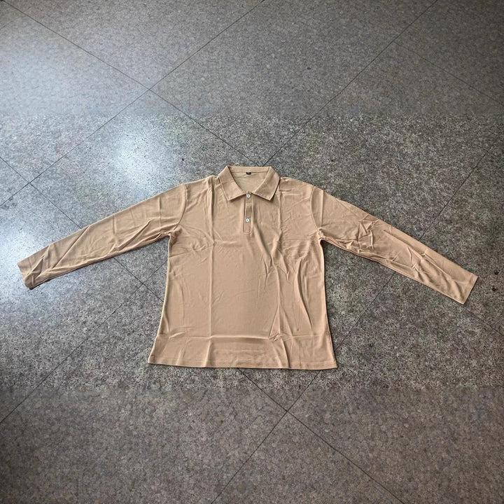 Herren elegantes Longsleeve Poloshirt mit modernem Henley-Kragen und atmungsaktiven Eigenschaften Aliams