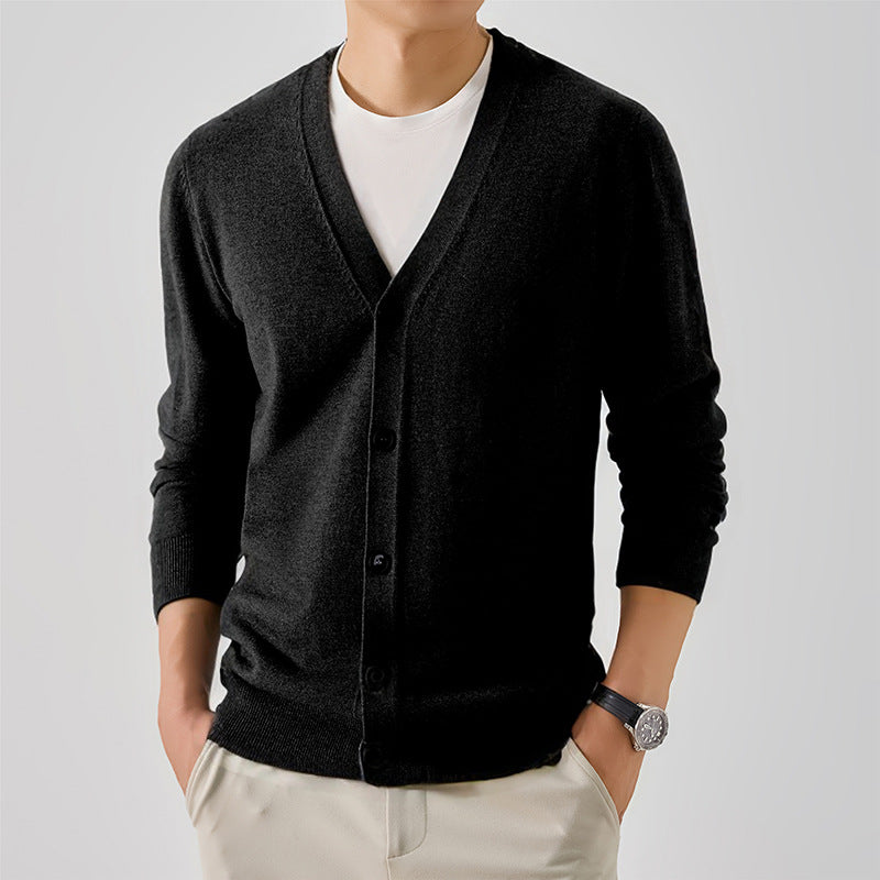 Herren elegante Strickjacke mit V-Ausschnitt Aliams