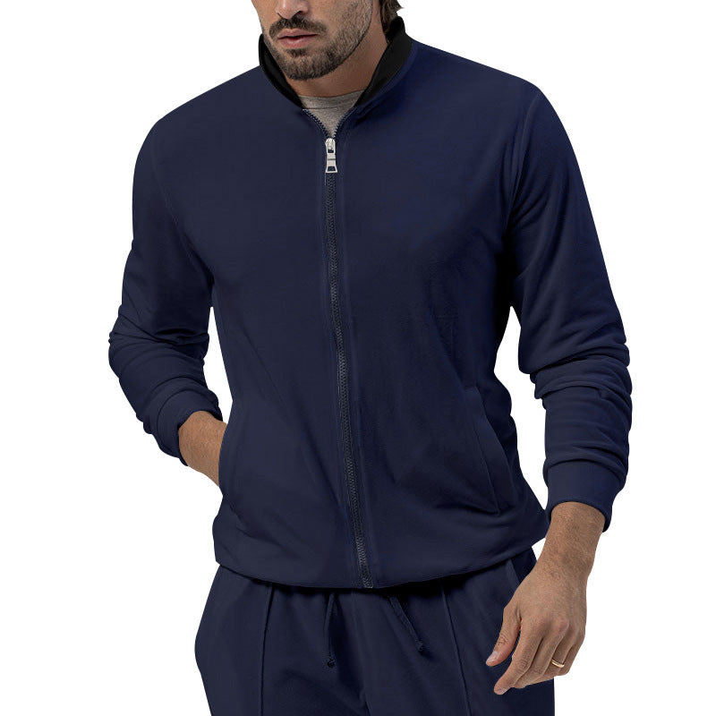 Herren Atmungsaktive Zip-Jacke mit hohem Kragen und seitlichen Taschen Aliams