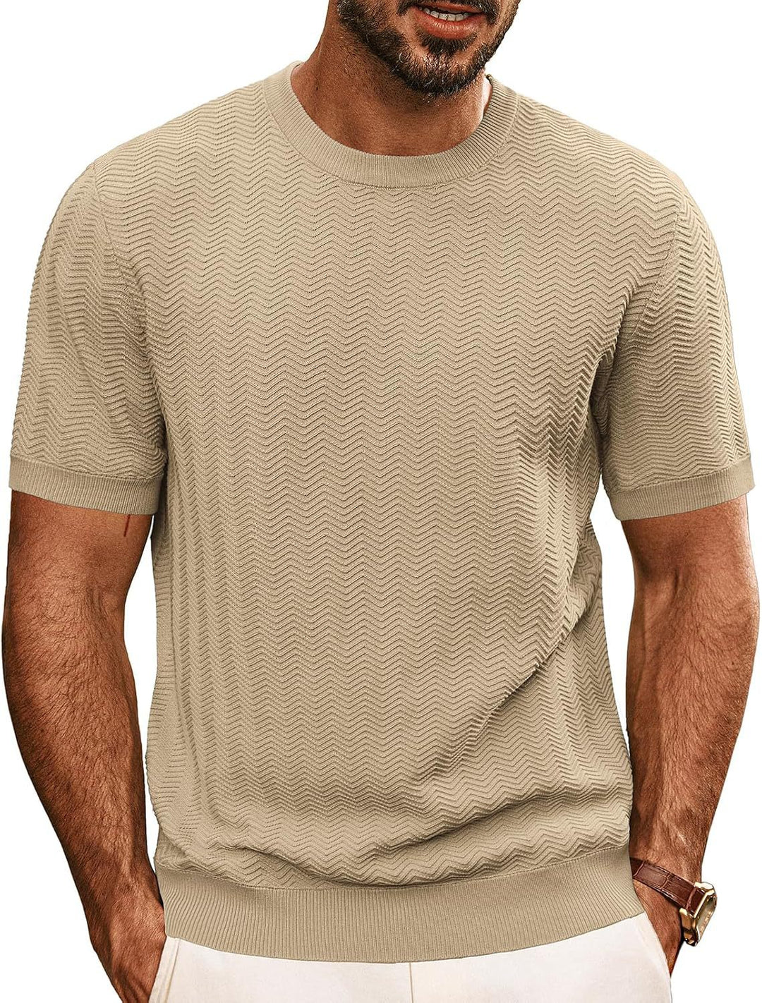 Herren strukturiertes Rundhals T-Shirt Aliams