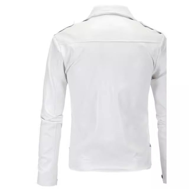 Herren Bikerlederjacke mit asymmetrischem Reißverschluss und praktischen Taschen Aliams