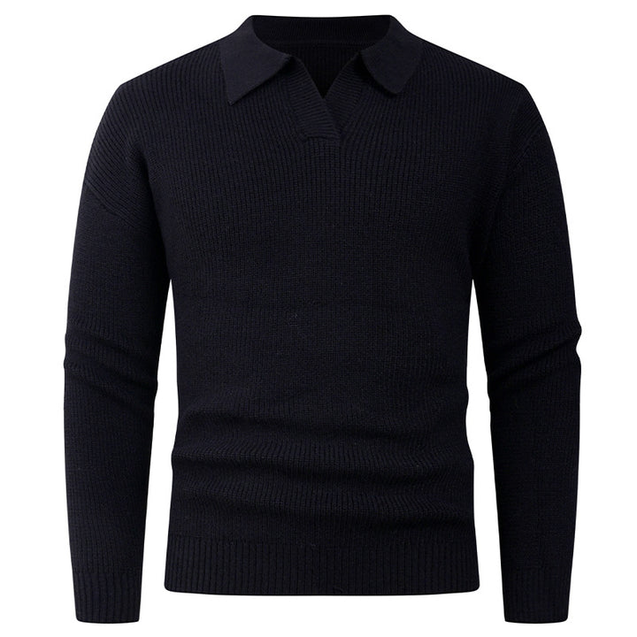 Herren eleganter Strickpullover mit modernem V-Ausschnitt und strukturiertem Design Aliams