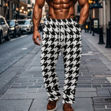 Herren elastische Jogginghose mit schickem Wasser-Motiv und praktischen Eingrifftaschen Aliams