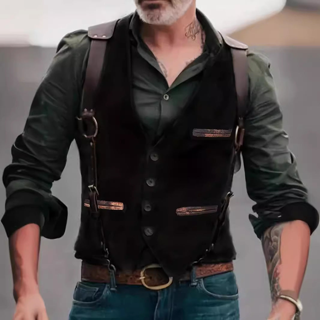 Herren stilvolle Weste aus hochwertigem Kunstleder Aliams