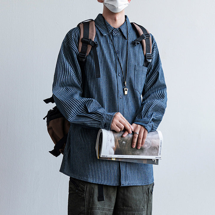 Herren Baumwoll-Hemd im lässigen Streifenlook mit praktischen Details Aliams