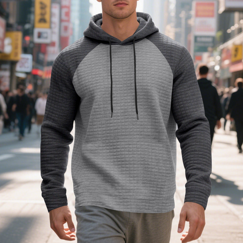 Herren Kapuzenpullover mit strukturiertem Stoff und farblich abgesetzten Ärmeln Aliams