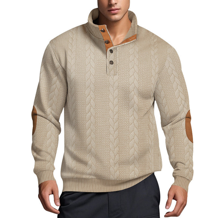 Herren Strickpullover mit hohem Kragen und strukturiertem Muster Aliams
