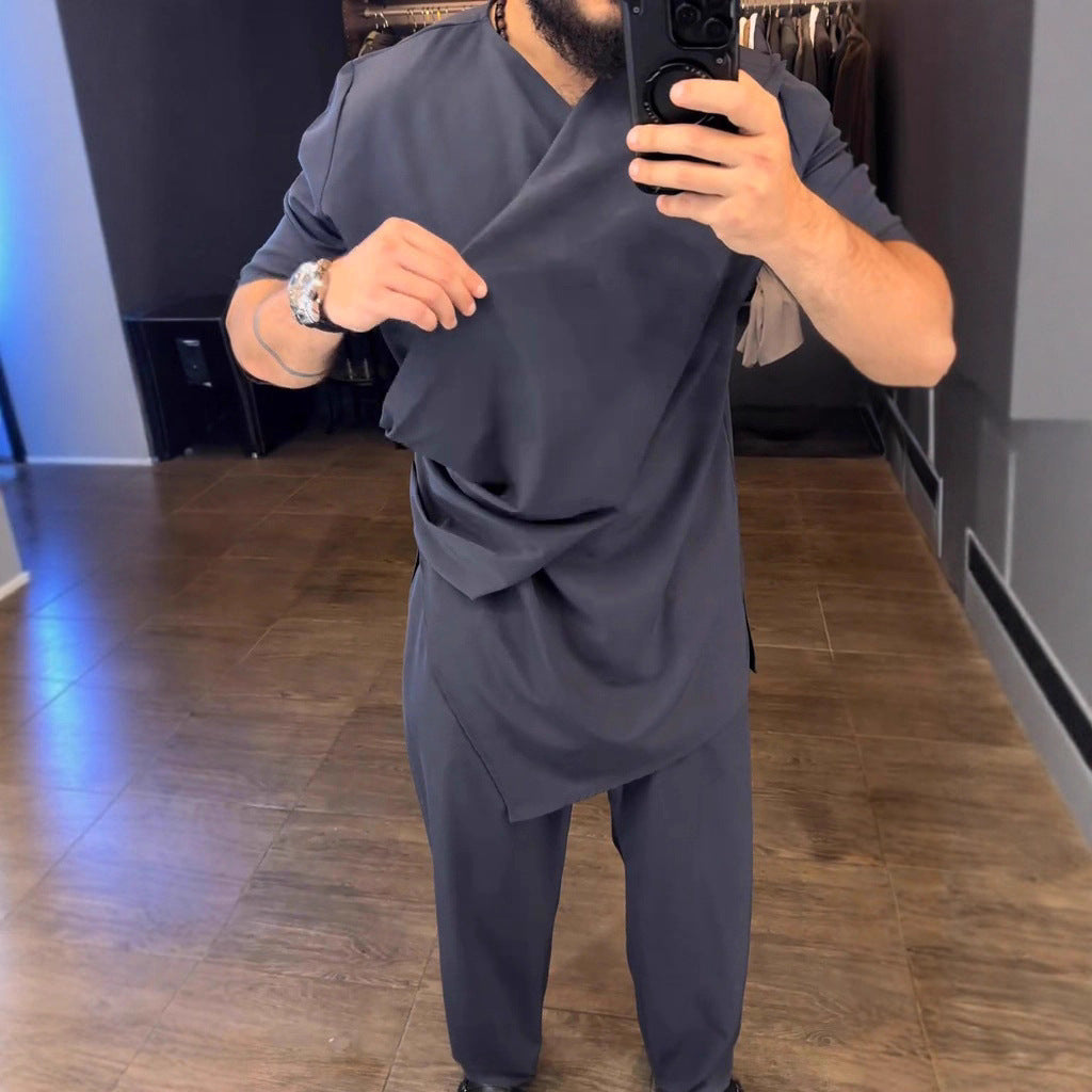 Herren Asymmetrisches Tunika-Shirt mit drapiertem Design Aliams