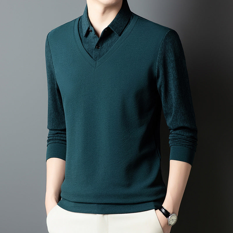 Herren eleganter V-Ausschnitt Pullover mit strukturiertem Ärmel Aliams