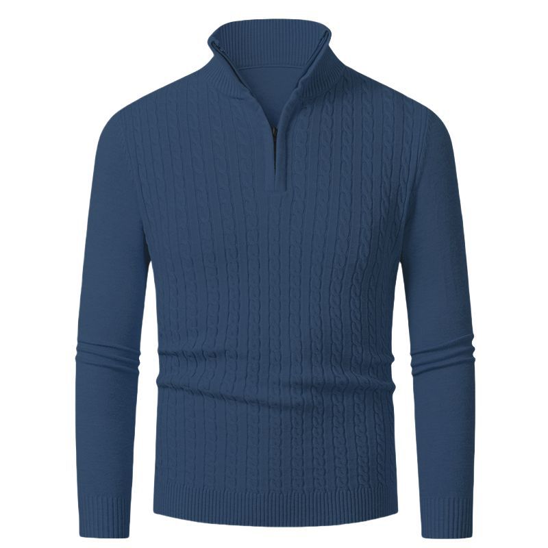 Herren Strickpullover mit modischem Zopfmuster und hochgeschlossenem Kragen Aliams