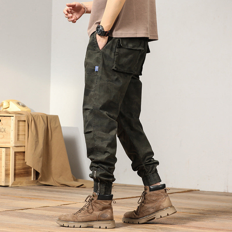Herren Cargohose im lässigen Camouflage-Design mit elastischem Bund und mehreren Taschen Aliams