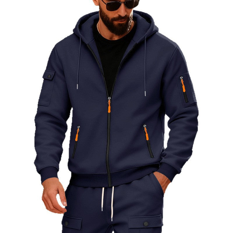 Herren Sportliche Zip-Hoodie mit innovativen Reißverschlusstaschen Aliams