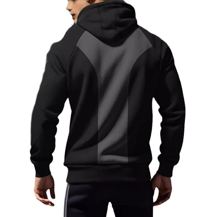 Herren sportlicher Kapuzenpullover mit halbem Reißverschluss und Kängurutasche Aliams