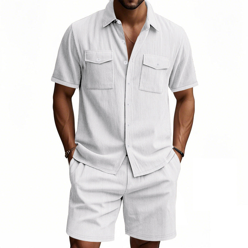 Herren Kurzarm Hemd und Shorts Set Aliams