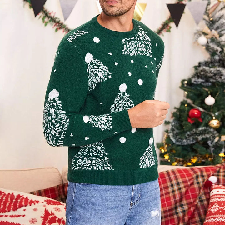 Herren festlicher Weihnachtspullover mit Tannenbaum-Muster Aliams