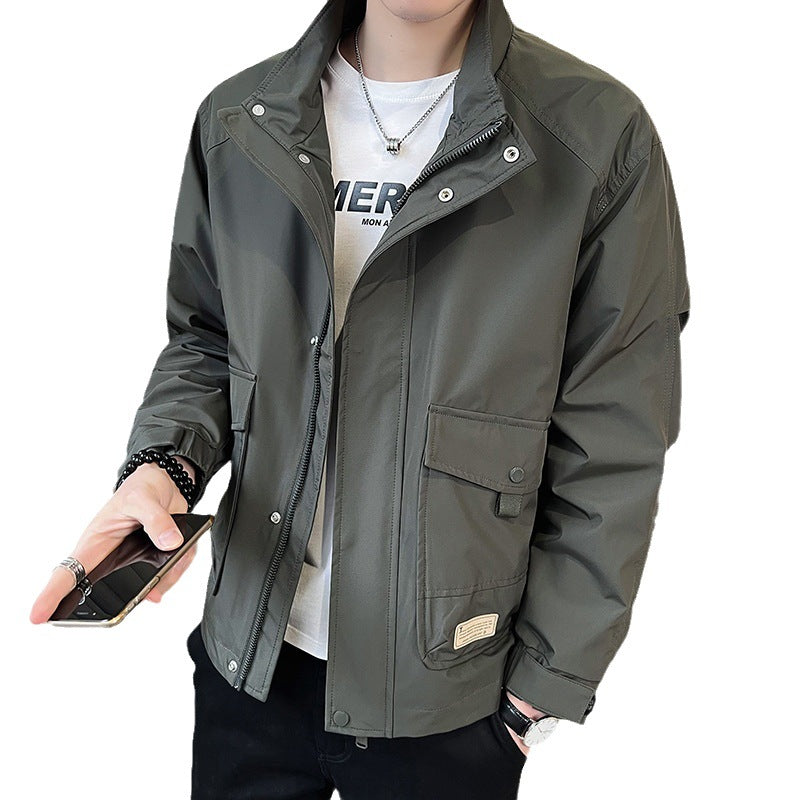 Herren trendige Feldjacke mit praktischen Taschen und verstellbarem Kragen Aliams