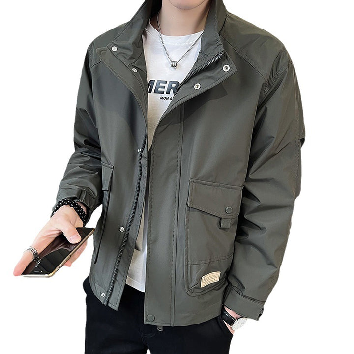 Herren trendige Feldjacke mit praktischen Taschen und verstellbarem Kragen Aliams