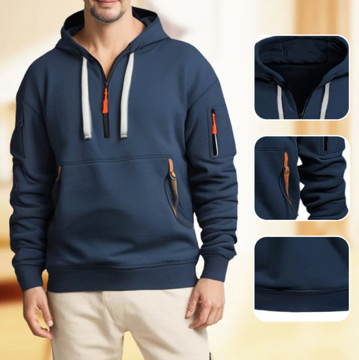 Herren funktionaler Kapuzenpullover mit innovativem Reißverschluss und praktischen Taschen Aliams