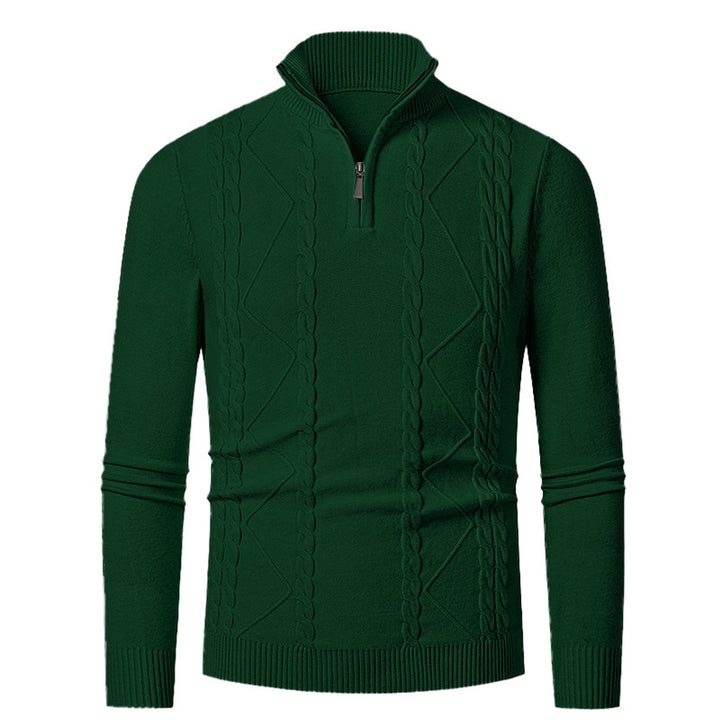 Herren Strickpullover mit Halb-Zip und strukturiertem Muster Aliams