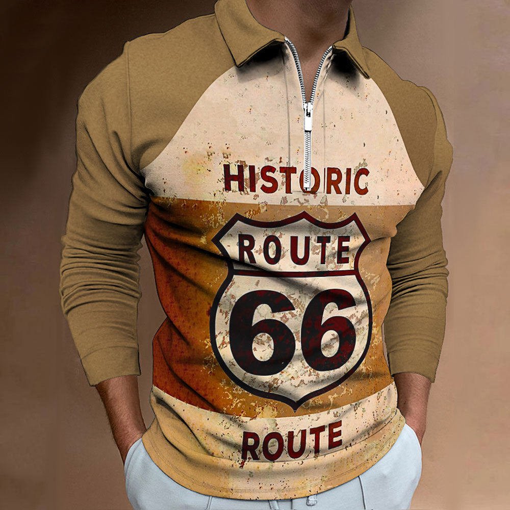 Herren Shirt mit hochgeschlossenem Kragen und Retro-Design Aliams