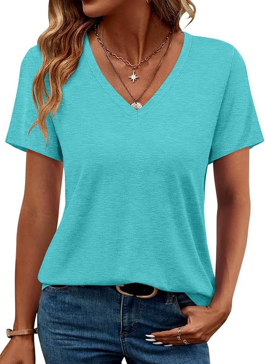 Damen V-Ausschnitt T-Shirt Aus Weichem Single Jersey Aliams