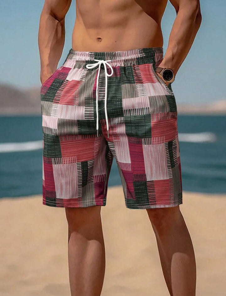 Herren stylische Bade-Shorts mit modernem Graphikmuster Aliams