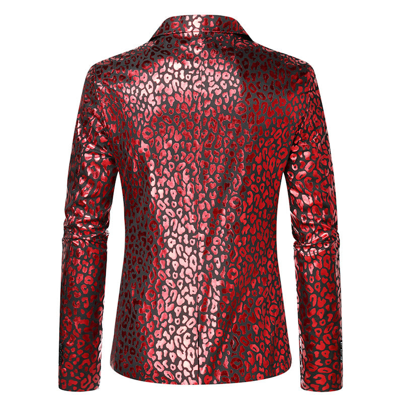 Herren eleganter Pailletten-Blazer mit modernem Leopardenmuster Aliams