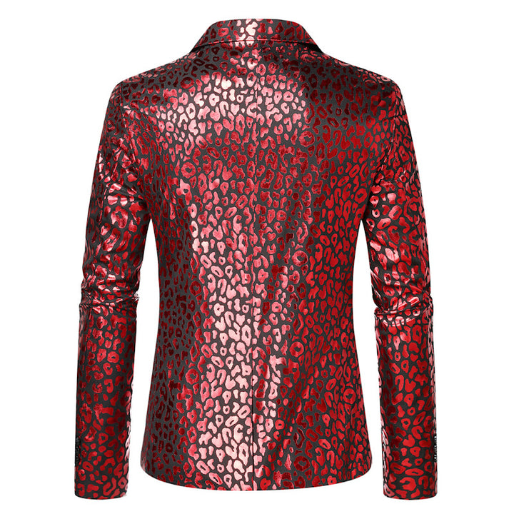 Herren eleganter Pailletten-Blazer mit modernem Leopardenmuster Aliams