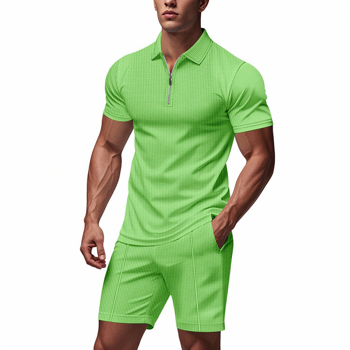 Herren Sportliches Kurzarm-Set mit teils strukturiertem Design und durchgehendem Reißverschluss Aliams