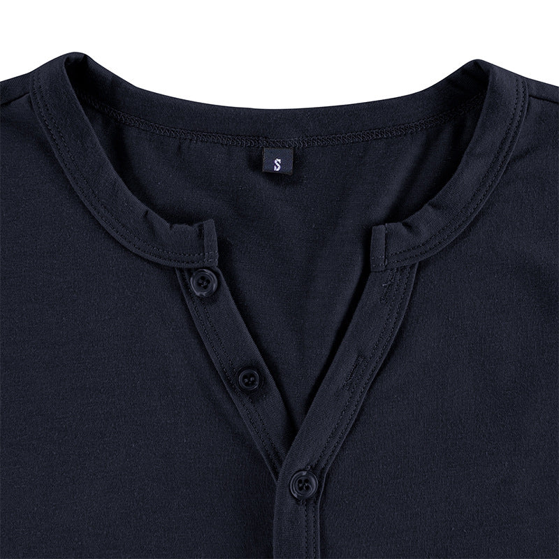 Herren Kurzarm Henley-Shirt mit strukturierter Knopfleiste und modernem Design Aliams