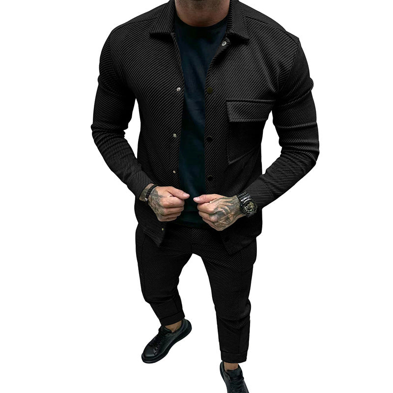 Herren Elegantes Zweiteiler-Outfit mit strukturiertem Design und praktischen Taschen Aliams