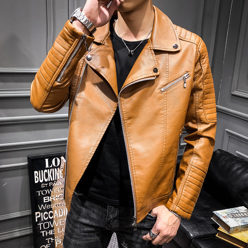 Herren robuste Kunstleder Bikerjacke mit stylischen Steppnähten und praktischen Taschen Aliams