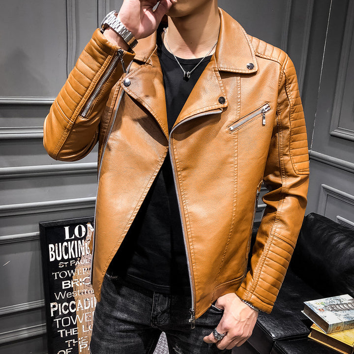 Herren robuste Kunstleder Bikerjacke mit stylischen Steppnähten und praktischen Taschen Aliams