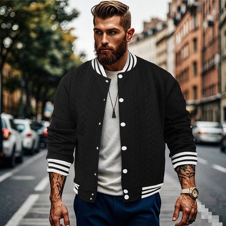 Herren Sportswear-Bomberjacke mit strukturiertem Design und Kontraststreifen Aliams