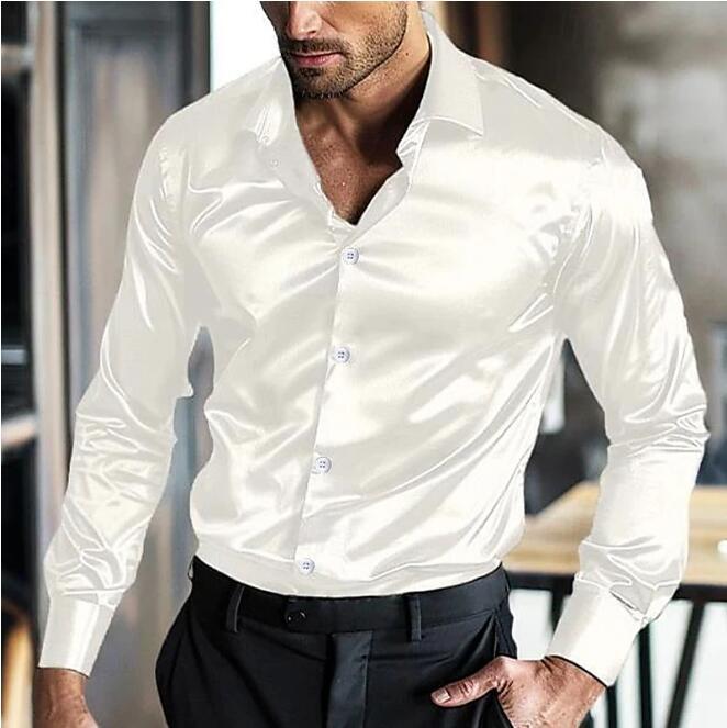 Herren Elegantes Langarmhemd aus glänzendem Material mit moderner Passform Aliams