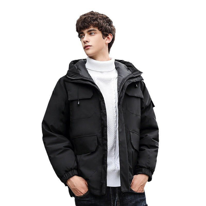 Herren wetterfeste Utility-Jacke mit Kapuze und Taschen Aliams
