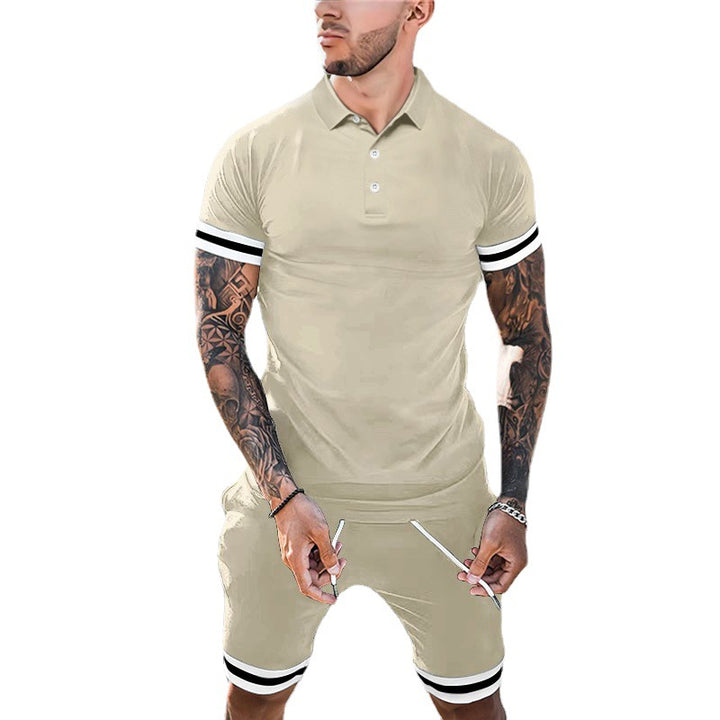 Herren Sportliches Kurzarm-Polohemd mit kombiniertem Shorts-Set Aliams