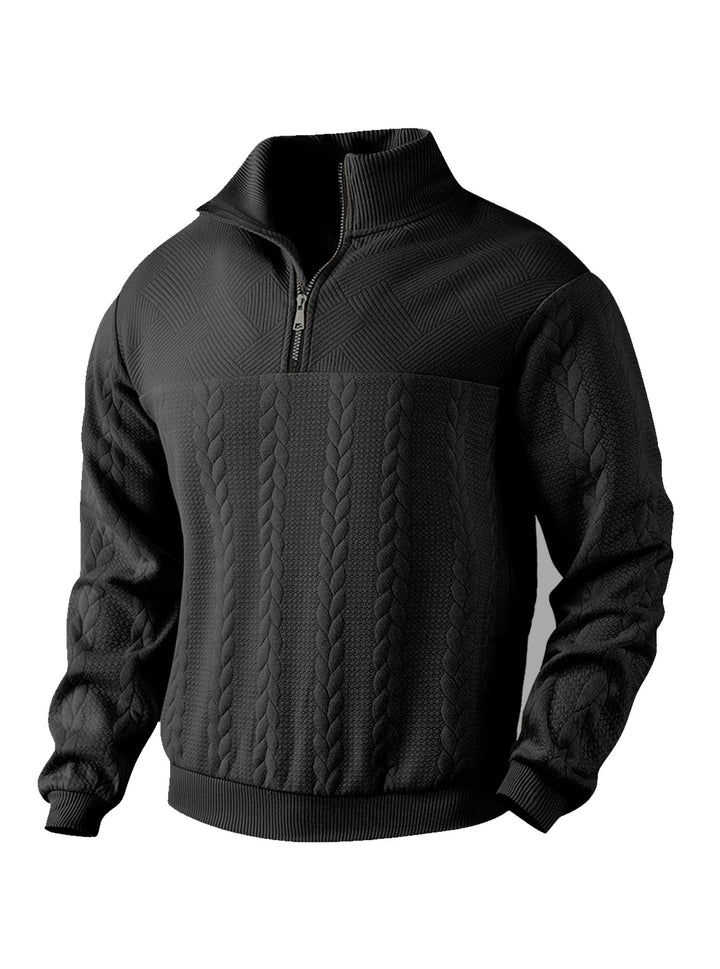 Herren Hoher Kragen Strickpullover mit Reißverschluss Aliams