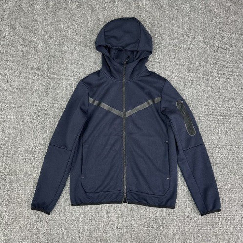 Herren sportliche Fleecejacke mit verstellbarem Kapuzenkragen und funktionalen Reißverschlusstaschen Aliams