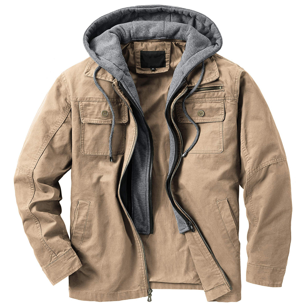 Herren vielseitige Übergangsjacke mit integrierter Kapuze und praktischen Taschen Aliams
