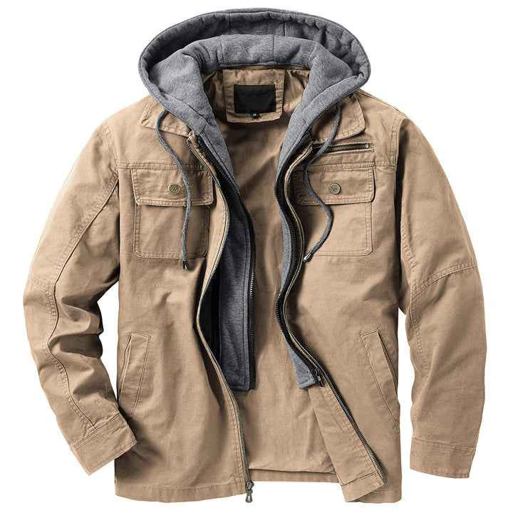 Herren vielseitige Übergangsjacke mit integrierter Kapuze und praktischen Taschen Aliams