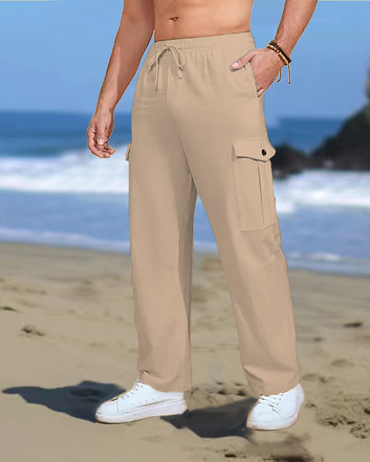 Herren Casual Cargo-Hose mit verstellbarem Bund und funktionalen Seitentaschen Aliams