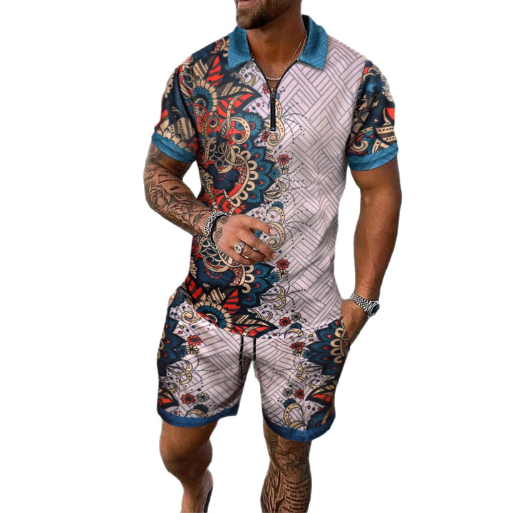 Herren Freizeit-Set mit modernem Druckdesign und praktischen Taschen Aliams