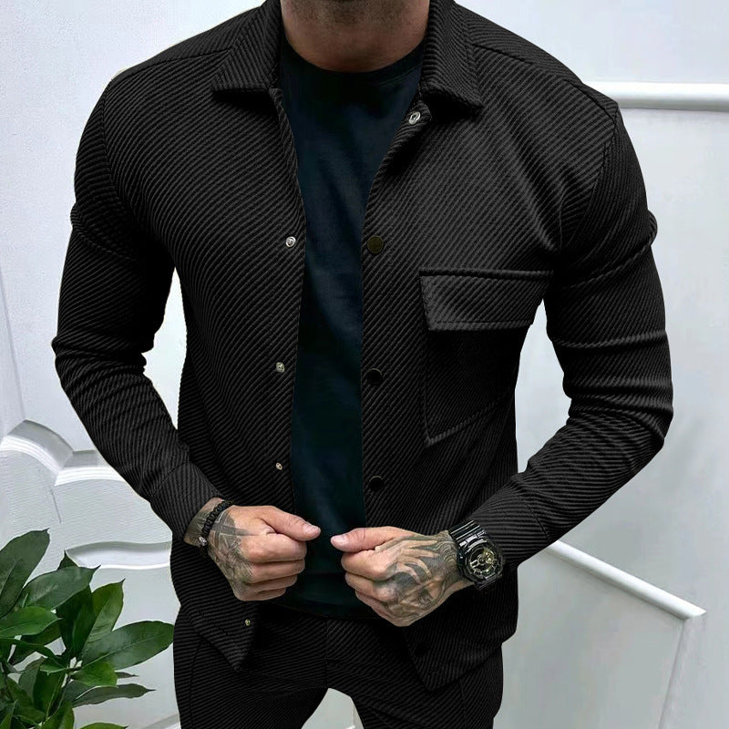 Herren Freizeitjacke mit gestreiftem Design und praktischen Taschen Aliams