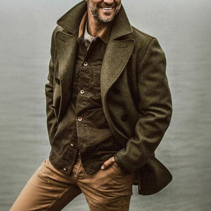 Herren stilvolle Wolljacke im doppelten Schnitt Aliams