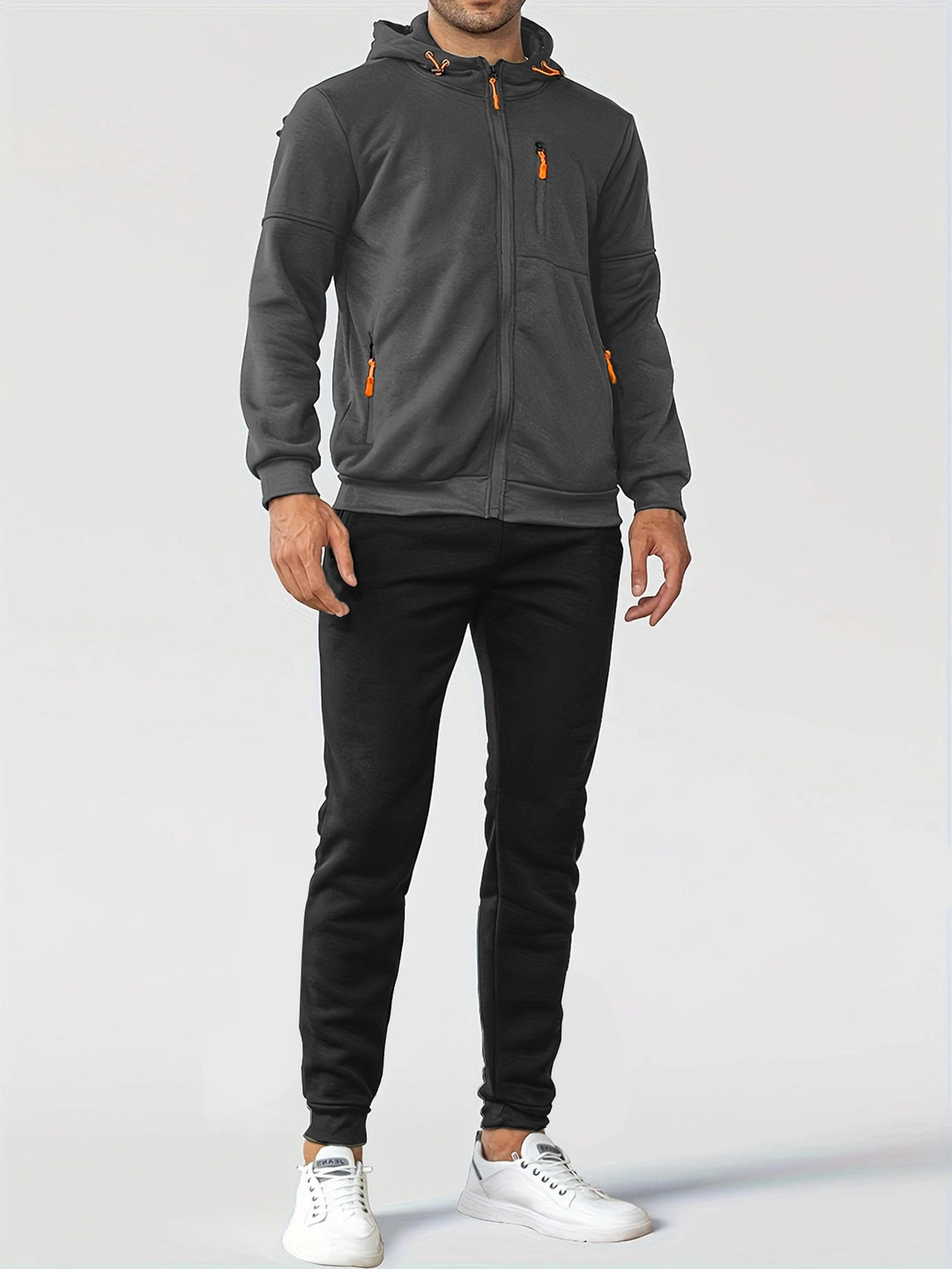 Herren Sportliches Sweatjacken- und Jogginghosen-Set mit funktionalen Taschen Aliams