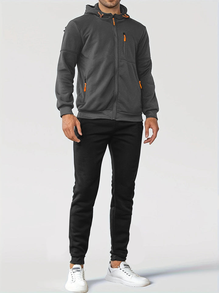 Herren Sportliches Sweatjacken- und Jogginghosen-Set mit funktionalen Taschen Aliams
