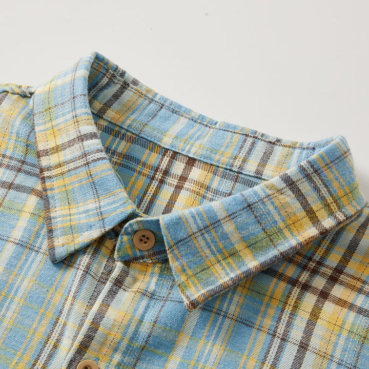 Herren kariertes Langarmhemd Aliams