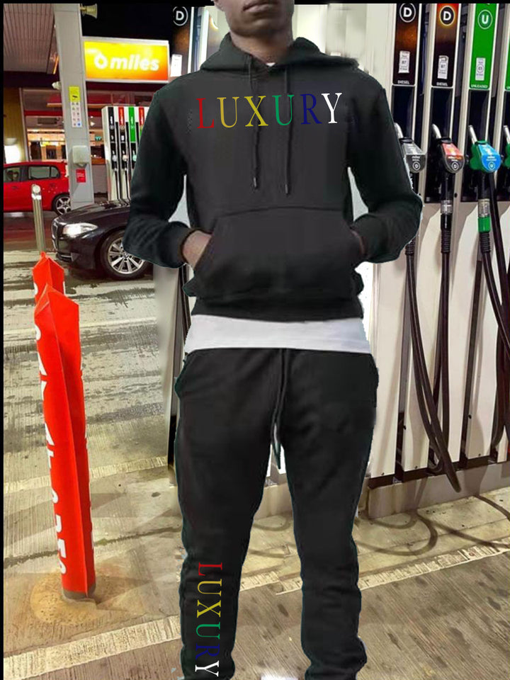 Herren Sportliches Kapuzenoberteil und Jogginghose Set mit modischem Schriftzug Aliams